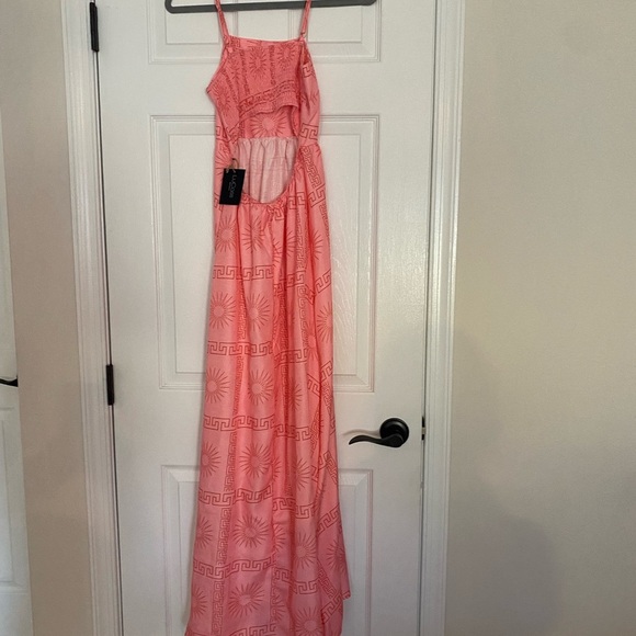 NWT Lucass Boutique Pink Peach Maxi Dress Adjustable Straps Size Small - Picture 3 of 8